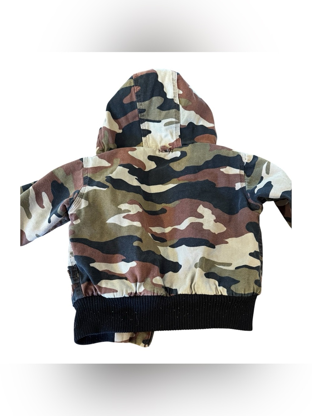 Walls Blizzard Pruf Camo Zip Hooded Winter Jacket - Green Brown Tan Boys XS 4/5 - Picture 2 of 5